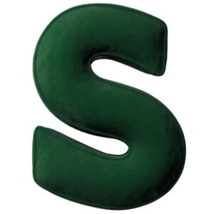 Yellow Tipi Tmavě zelen&yacute; sametov&yacute; pol&scaron;t&aacute;ř p&iacute;smeno S 40 cm