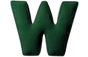 Yellow Tipi Tmavě zelen&yacute; sametov&yacute; pol&scaron;t&aacute;ř p&iacute;smeno W 40 cm