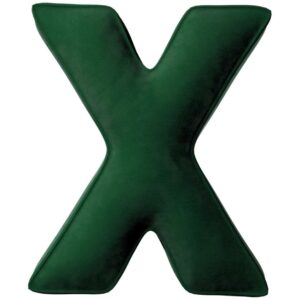 Yellow Tipi Tmavě zelen&yacute; sametov&yacute; pol&scaron;t&aacute;ř p&iacute;smeno X 40 cm