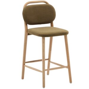 Zelen&aacute; čalouněn&aacute; barov&aacute; židle Kave Home Helda 65 cm