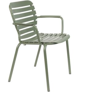 Zelen&aacute; kovov&aacute; zahradn&iacute; židle ZUIVER VONDEL s područkami