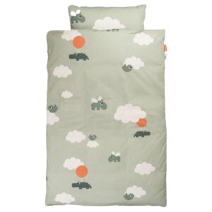 Zelen&eacute; bavlněn&eacute; dětsk&eacute; povlečen&iacute; Done by Deer Happy clouds baby