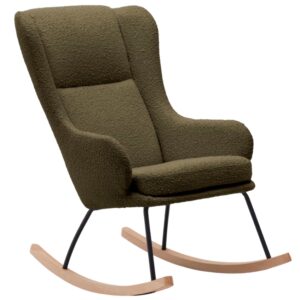 Zelen&eacute; čalouněn&eacute; houpac&iacute; křeslo Kave Home Maustin