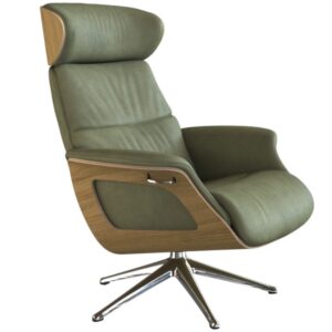 Zelen&eacute; kožen&eacute; lounge křeslo FLEXLUX CLEMENT MEDIUM