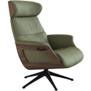 Zelen&eacute; kožen&eacute; lounge křeslo FLEXLUX CLEMENT MEDIUM II.