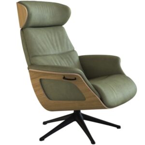 Zelen&eacute; kožen&eacute; lounge křeslo FLEXLUX CLEMENT MEDIUM IV.