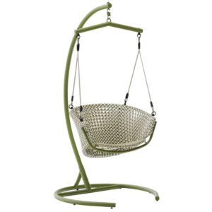 Zelen&eacute; z&aacute;věsn&eacute; křeslo s konstrukc&iacute; Kave Home Saliga