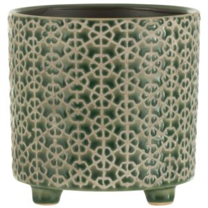 Zelen&yacute; keramick&yacute; květin&aacute;č J-Line Timka 14 cm