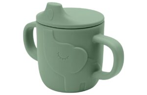 Zelen&yacute; silikonov&yacute; hrneček s p&iacute;tkem Done by Deer Peekaboo Elphee