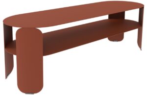 Zemitě červen&yacute; kovov&yacute; zahradn&iacute; konferenčn&iacute; stolek Fermob Bebop 120 x 40 cm