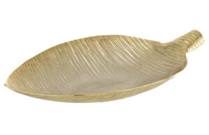 Zlat&aacute; kovov&aacute; dekorativn&iacute; miska J-line Leaf 46 x 29 cm