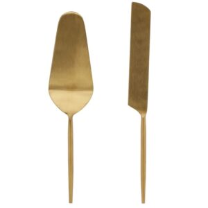 Zlat&aacute; kovov&aacute; serv&iacute;rovac&iacute; sada dvou př&iacute;borů na dort Kave Home Lite