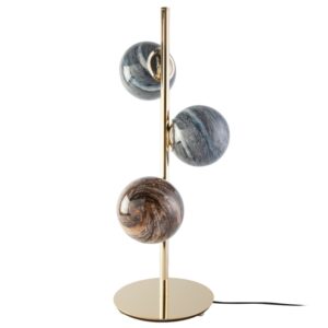 Zlat&aacute; kovov&aacute; stoln&iacute; lampa Angel Cerd&aacute; No. 8065 se skleněn&yacute;mi st&iacute;nidly