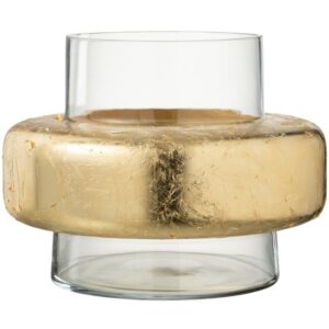 Zlat&aacute; skleněn&aacute; dekorativn&iacute; v&aacute;za J-Line Anellu 25 cm