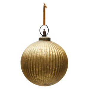 Zlat&aacute; skleněn&aacute; v&aacute;nočn&iacute; ozdoba Kave Home Elur 15 cm