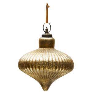 Zlat&aacute; skleněn&aacute; v&aacute;nočn&iacute; ozdoba Kave Home Raj 20 cm