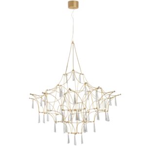 Zlat&eacute; kovov&eacute; z&aacute;věsn&eacute; LED světlo Nova Luce Goro 80 cm