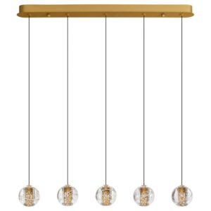 Zlat&eacute; skleněn&eacute; z&aacute;věsn&eacute; LED světlo Nova Luce Licio 84 cm