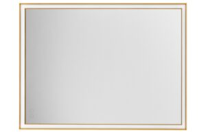 Zlat&eacute; z&aacute;věsn&eacute; zrcadlo s LED osvětlen&iacute;m Nova Luce Ambor 80 x 60 cm