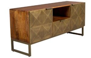 Zlat&yacute; mangov&yacute; TV stolek DUTCHBONE VOLAN 135 x 40 cm