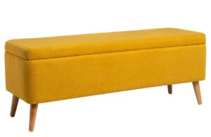 Žlut&aacute; čalouněn&aacute; lavice Somcasa Zurich 120 cm s &uacute;ložn&yacute;m prostorem