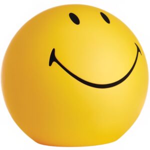 Žlut&aacute; plastov&aacute; LED lampa Mr. Maria Smiley 40 cm