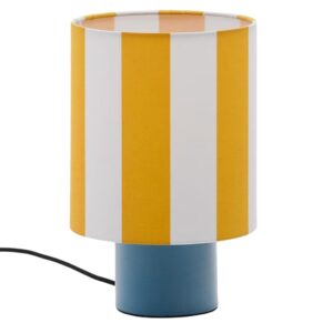Žlut&aacute; pruhovan&aacute; stoln&iacute; lampa Kave Home Ciral