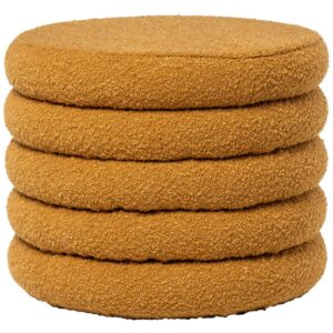 Žlut&yacute; boucl&eacute; taburet Somcasa Harry 40 cm