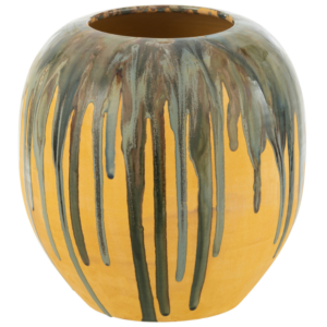 Žlut&yacute; keramick&yacute; květin&aacute;č J-line Strepo 30 cm