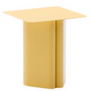 Žlut&yacute; kovov&yacute; odkl&aacute;dac&iacute; stolek Kave Home Arvin 42 x 42 cm