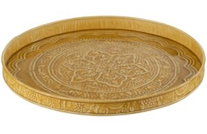 Žlut&yacute; kovov&yacute; podnos J-Line Oma 35 cm