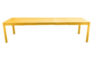 Žlut&yacute; kovov&yacute; rozkl&aacute;dac&iacute; zahradn&iacute; stůl Fermob Ribambelle 149/299 x 100 cm