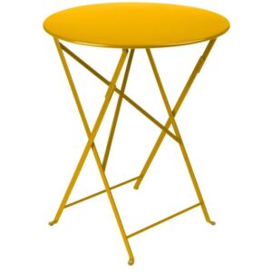 Žlut&yacute; kovov&yacute; skl&aacute;dac&iacute; stůl Fermob Bistro &Oslash; 60 cm