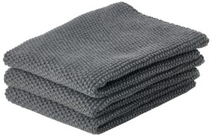 Zone Denmark Sada tř&iacute; antracitově &scaron;ed&yacute;ch bavlněn&yacute;ch utěrek 27 x 27 cm