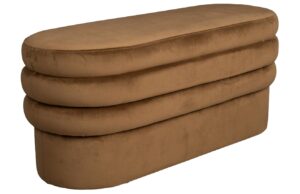 Zuiver Hněd&aacute; sametov&aacute; lavice DUTCHBONE ADITI 93 cm