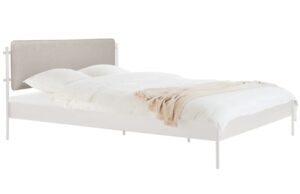 noo.ma B&eacute;žov&aacute; kovov&aacute; dvoulůžkov&aacute; postel Eton 200 x 200 cm s b&eacute;žov&yacute;m čelem a ro&scaron;tem