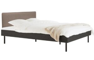 noo.ma Čern&aacute; dvoulůžkov&aacute; postel Streiko 180 x 200 cm s hněd&yacute;m čelem a ro&scaron;tem