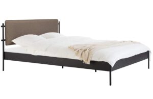 noo.ma Čern&aacute; kovov&aacute; dvoulůžkov&aacute; postel Eton 200 x 200 cm s hněd&yacute;m čelem a ro&scaron;tem