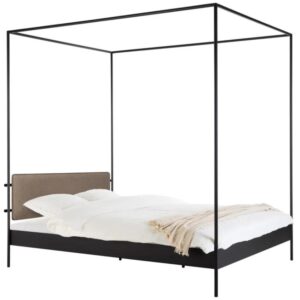 noo.ma Čern&aacute; kovov&aacute; dvoulůžkov&aacute; postel Eton II. 140 x 200 cm s hněd&yacute;m čelem a ro&scaron;tem