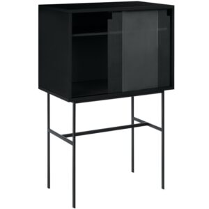 noo.ma Čern&aacute; lakovan&aacute; komoda Lekko s kovovou podnož&iacute; 70 x 40 cm