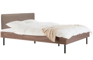 noo.ma Ořechov&aacute; dvoulůžkov&aacute; postel Streiko 180 x 200 cm s hněd&yacute;m čelem a ro&scaron;tem
