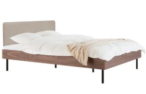 noo.ma Ořechov&aacute; dvoulůžkov&aacute; postel Streiko 200 x 200 cm s b&eacute;žov&yacute;m čelem a ro&scaron;tem