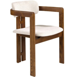 Angel Cerd&aacute; Ořechov&aacute; j&iacute;deln&iacute; židle No. 4194 s b&iacute;l&yacute;m čalouněn&iacute;m