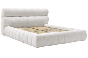 Bobochic Paris B&iacute;l&aacute; boucl&eacute; dvoulůžkov&aacute; postel Mont-Blanc 180 x 200 cm s &uacute;ložn&yacute;m prostorem