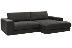 Bobochic Paris Čern&aacute; kožen&aacute; rohov&aacute; pohovka Leonard 274 cm