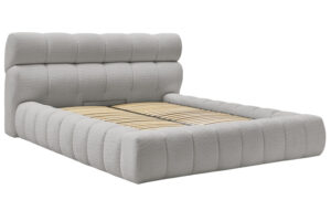 Bobochic Paris Světle &scaron;ed&aacute; boucl&eacute; dvoulůžkov&aacute; postel Mont-Blanc 160 x 200 cm s &uacute;ložn&yacute;m prostorem