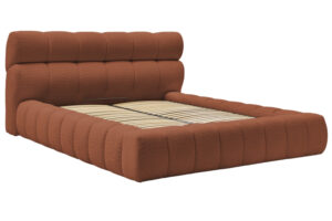 Bobochic Paris Terakotově oranžov&aacute; boucl&eacute; dvoulůžkov&aacute; postel Mont-Blanc 180 x 200 cm s &uacute;ložn&yacute;m prostorem