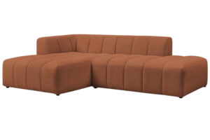 Bobochic Paris Terakotově oranžov&aacute; boucl&eacute; rohov&aacute; pohovka Annecy 262 cm