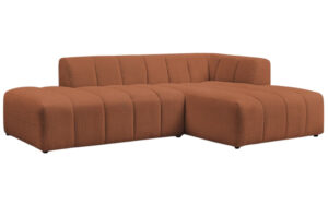 Bobochic Paris Terakotově oranžov&aacute; boucl&eacute; rohov&aacute; pohovka Annecy 262 cm