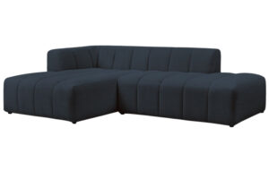 Bobochic Paris Tmavě modr&aacute; boucl&eacute; rohov&aacute; pohovka Annecy 262 cm